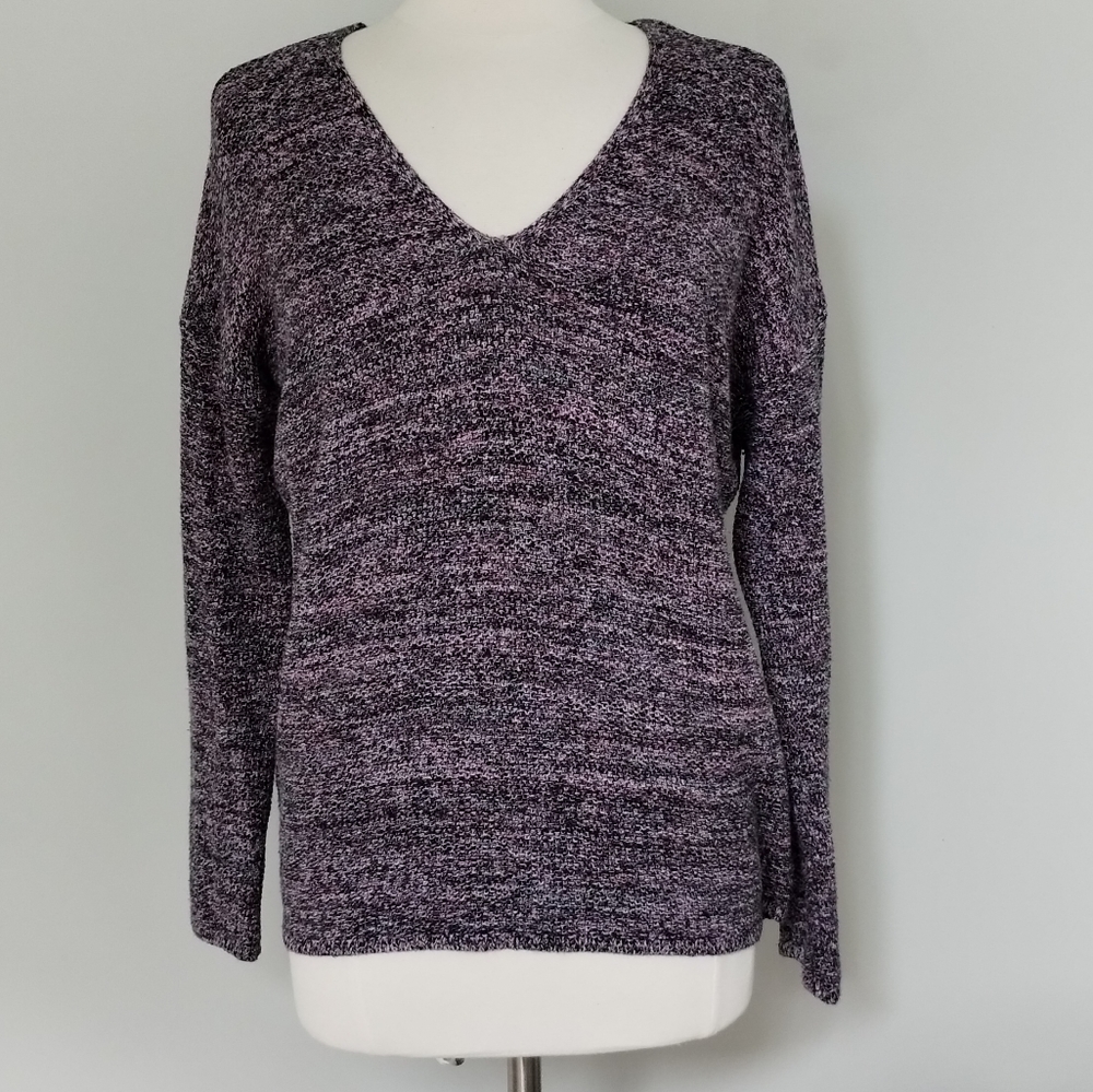 H&M Conscious Heathered Marled V-Neck Knit Sweater Medium
